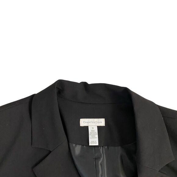 Charter Club Blazer Womens 16 Black Basic Capsule Minimalist Work Office Jacket - Picture 11 of 16